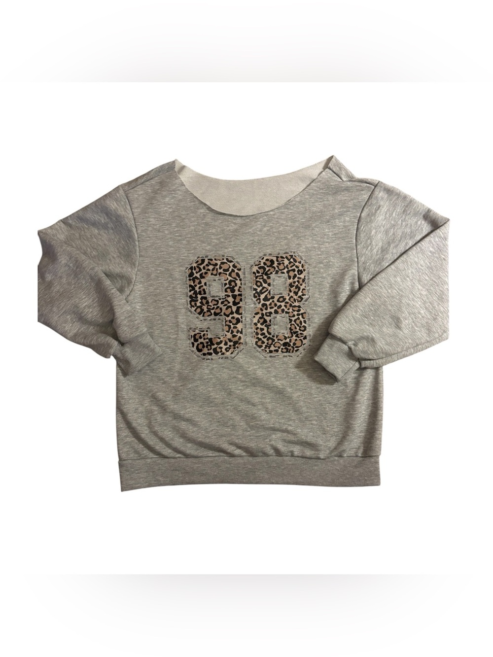 SHEIN Light Gray Ribbed Crewneck Sweatshirt